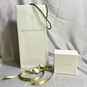 Van Cleef & Arpels small square 4” X 4” X 2”empty jewelry gift box ribbon & Bag
